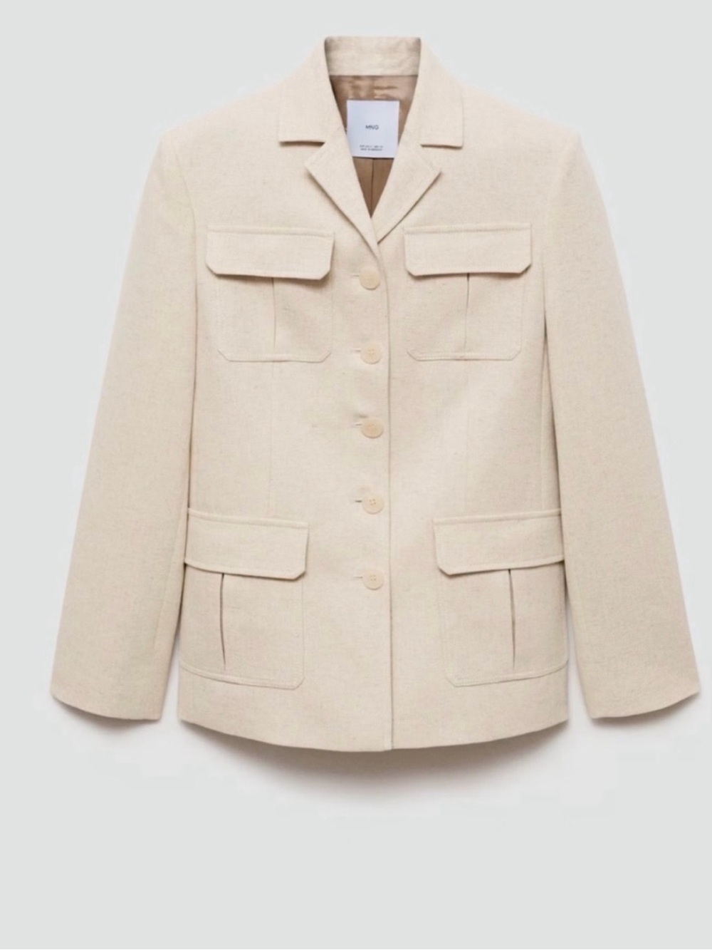 Mango Cream Structured Button-Front Blazer